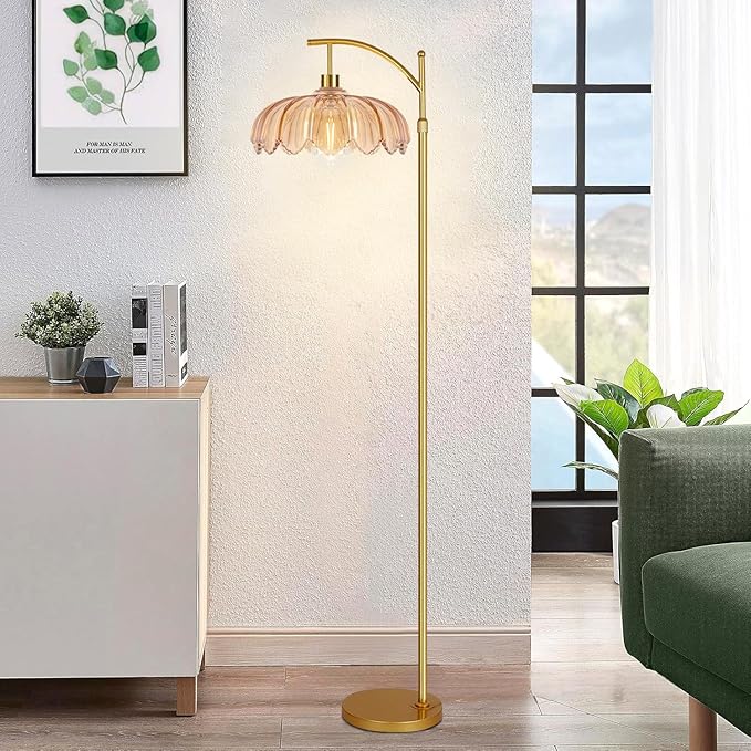 Boho Floor Lamp for Living Room Bedroom with Remote Rattan Standing Lamp Dimmable Arc Black Farmhouse Wicker Bamboo Lamp Shade Floor Light Adjustable Tall Lamp Industrial Floor Lamps Bohemian