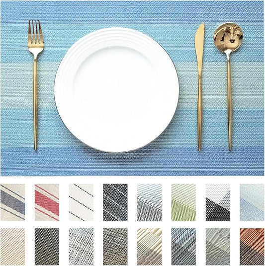 Placemats Set of 4 Vinyl/Plastic Woven Place Mats for Kitchen Table Indoor/Outdoor Washable Placemat Wipeable Dining Table Mats (Ocean Geode,4)