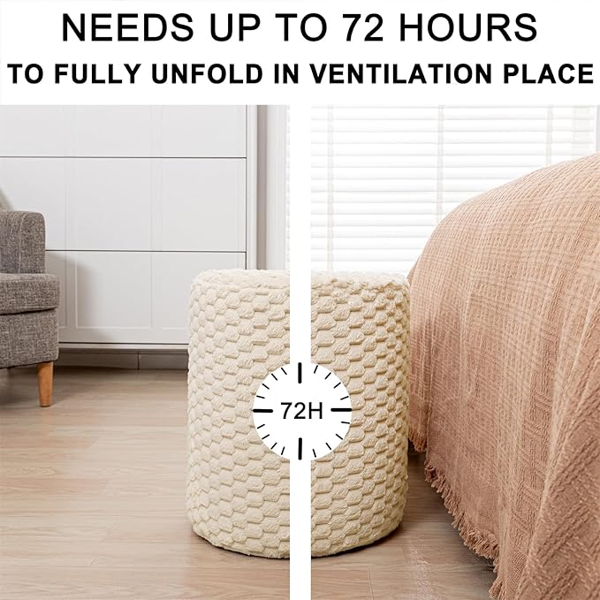Modern Round Ottoman Multifunctional Foot Rest Floor Pouf Ottoman Footrest Stool Pouf Foot Stool for Living Room Bedroom Cream
