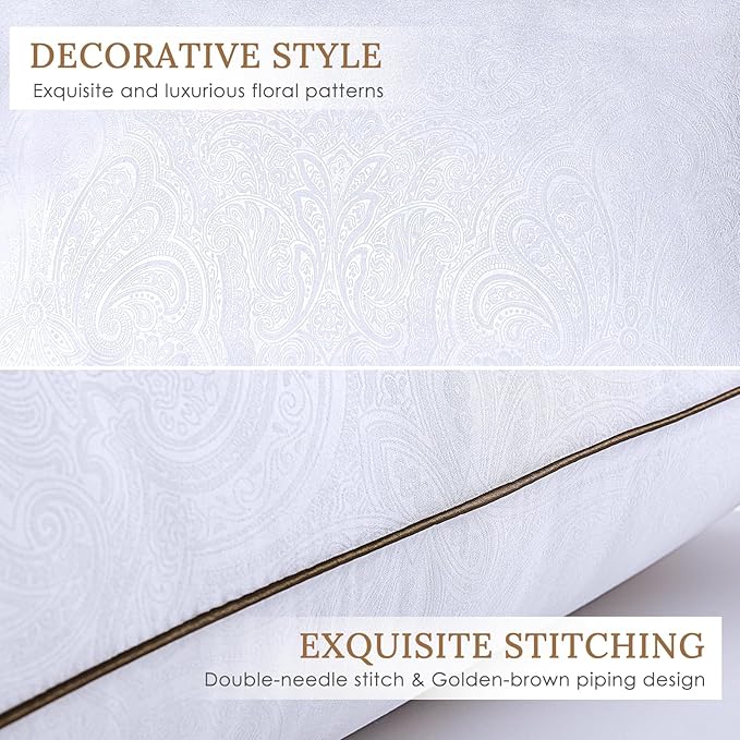 HUXMEYSON Pillows Queen Size Set of 4, Bed Pillows Set of 4, Down Alternative Luxury Hotel Pillows for Sleeping，Queen Pillows Set of 4 for Side and Back Sleepers