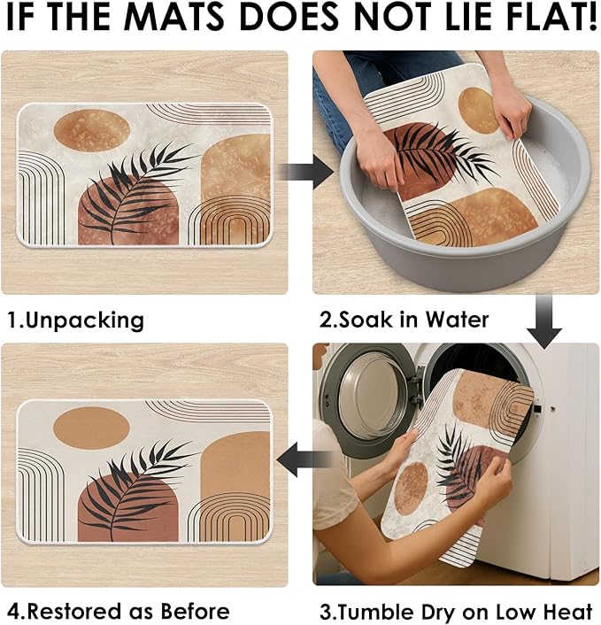 Britimes Boho Mid Century Bath Mat for Bathroom No Silp Geometric Abstract Washable Cover Floor Rug Carpets Floor Mat Bathroom Decorations 18x30 for Kitchen Bedroom
