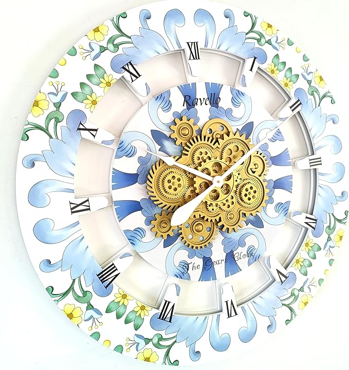 The Gears Clock Wall Clock Italy Collection with Moving Gears (Ravello, 36 inch Round)