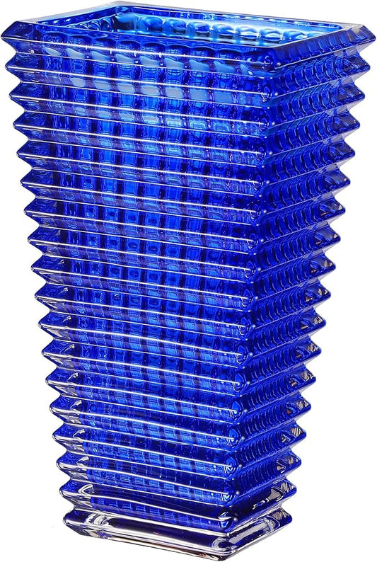MCMCNCUIU Crystal Vase, Large Crystal Vases for Flowers, Large Flower Vase, Modern Blue Vases for Living Room, Bedroom, Kitchen, Dining Table, Mantle, Wedding, 11 Inches