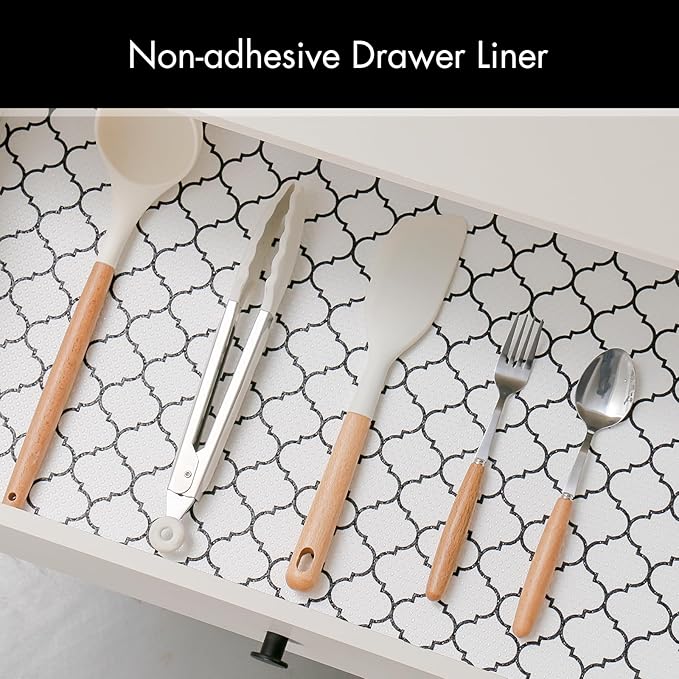 Cooyes Shelf Liner – Non-Slip Shelf Liners for Kitchen Cabinets – Waterproof Shelf Paper with Modern Pattern – Durable EVA Cabinet Liners