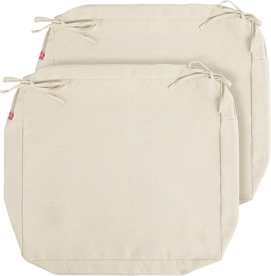 Patio Cushion Covers with Ties, 2 Pack, Outdoor Water Resistant Deep Seat Chair Cushion Slipcover 22x20x4 Inch for Garden Couch Sofa (Replacement Cover Only)-Cream