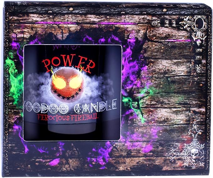 Naturally Wicked Voodoo Power Candle Set - Inc. Voodoo Doll, Crystal, Wood Wick, Ferocious Fireball Scent & Gift Box