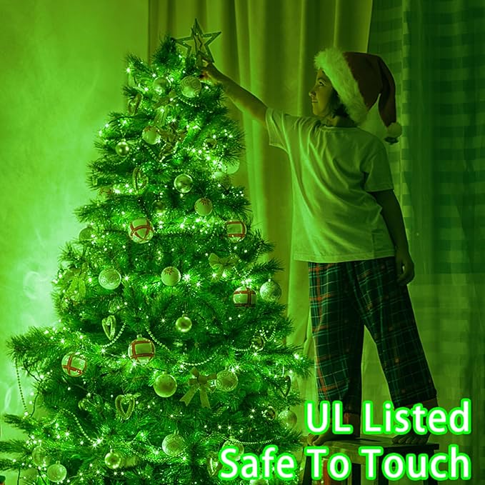 403 FT 1000 LED String Lights Outdoor Decorations Halloween Fairy Lights Waterproof 8 Modes Timer Clear Wire String Lights for Outside House Tree Patio Yard Wedding Party Holiday-Green