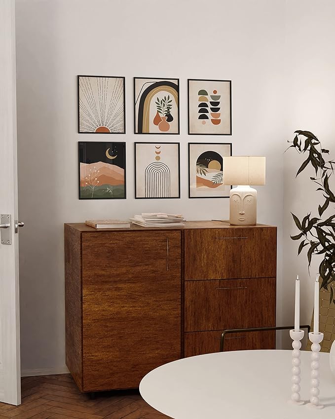 HAUS AND HUES Boho Prints Neutral Wall Art - Set of 6 Boho Mid Century Modern Wall Art, Aesthetic Prints for Wall Decor and Mid-Century Modern Artwork (11x14 Unframed)