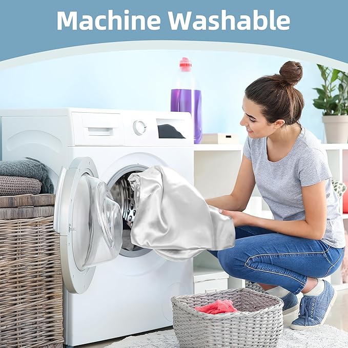 Silky Satin Pregnancy Pillow Cover (ONLY Pillowcase), U Shaped Luxurious Smooth Maternity Pillow Cover, Soft & Breathable Large Pillow Protector with Hidden Zip for Side Sleeper, White