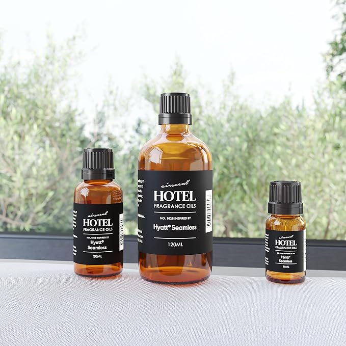 AirScent Hotel Diffuser Oil Inspired by The Hyatt Seamless Hotel Scent - Premium Fragrance Oil No. 1028 for Ultrasonic and Waterless Diffusers and Crafting - 120 mL, 4 fl oz Glass Bottle with Dropper