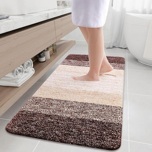 Arotive Microfiber Bathroom Rugs, Shaggy Soft and Absorbent Bath Rug, Non-Slip, Thick Plush Machine Washable Dry Bath Mats for Bathroom, Tub and Shower, 54x24, Brown