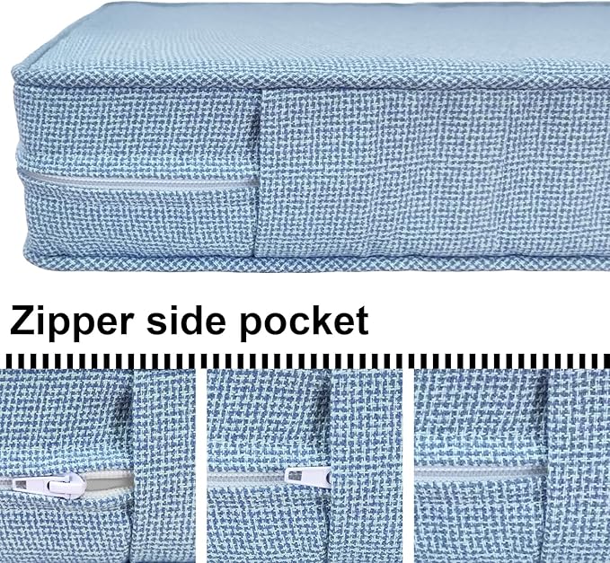 Outdoor Loveseat Cushion Set 44'' x 24'', Outdoor Cushions for Patio Furniture with Fastness Cover, Water Repellent Outdoor Seat Cushion and Couch Back Cushions for Bench, and Swing (Light Blue)