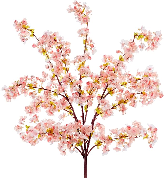 SITUMEIZI Artificial Cherry Blossom Branches Silk 39 Inch Faux Cherry Flowers Peach Tall Stems for Home Wedding Bedroom Table Japanese Real Touch Vase Decoration(3Pcs,Pink)