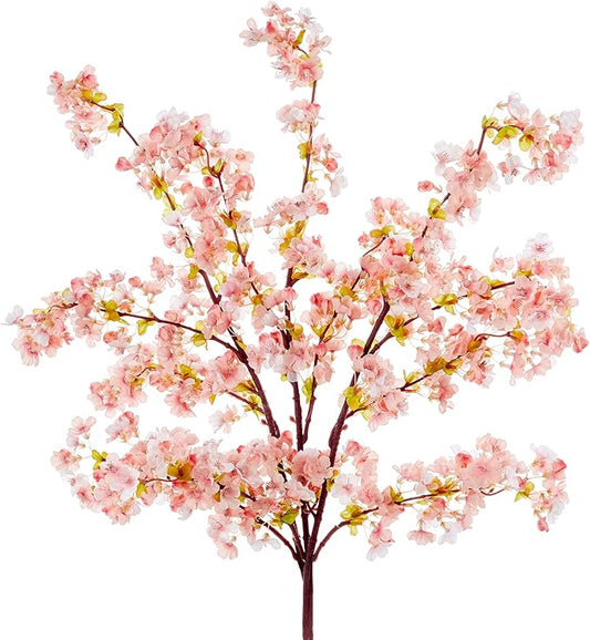SITUMEIZI Artificial Cherry Blossom Branches Silk 39 Inch Faux Cherry Flowers Peach Tall Stems for Home Wedding Bedroom Table Japanese Real Touch Vase Decoration(3Pcs,Pink)