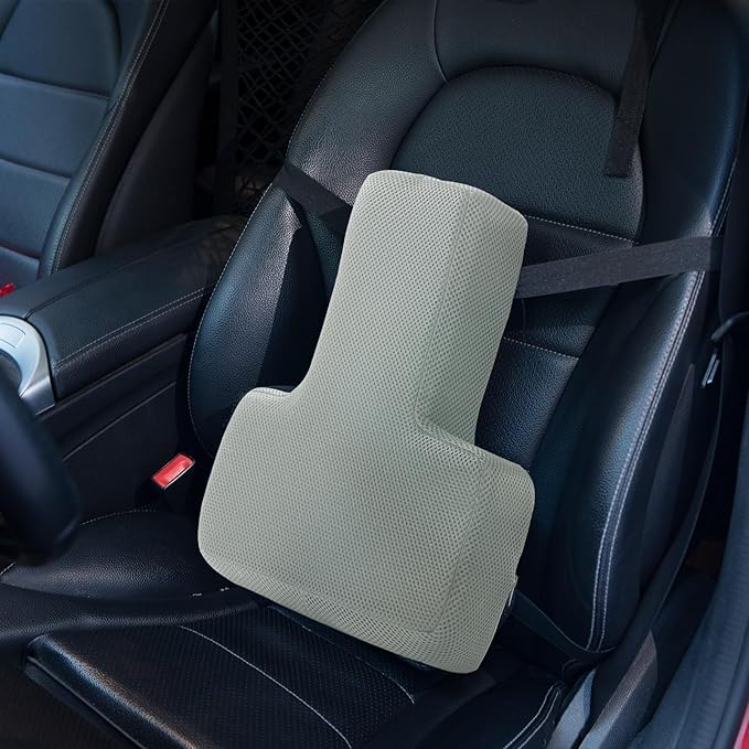 HOMBYS Lumbar Support Pillow for Office Chair-Seat Cushion for Back Support, Improved Sitting Posture and Upper/Lower Back Pain Relief for Desk Chairs, Car Seats and Airplanes (Light Grey, 17"x13"x3")