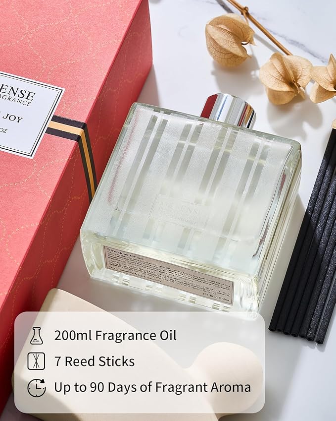 M&SENSE Citrus & Pine Scent Diffuser - 7.04oz Holiday Joy Reed Diffusers for Home, Scented Diffuser Gifts for Her, Home Fragrance Diffusers with Sticks for Bathroom Bedroom & Shelf Decor