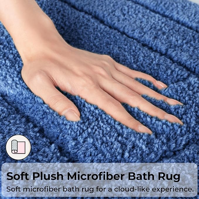 GRANNY SAYS Blue Bathroom Rugs Non Slip, 24" x 59", Large Bathroom Rugs Washable, Bath Rugs for Bath, Absorbent Bath Mats for Floor, Absorbent Shower Rug, Microfiber Bath Mat for Tub