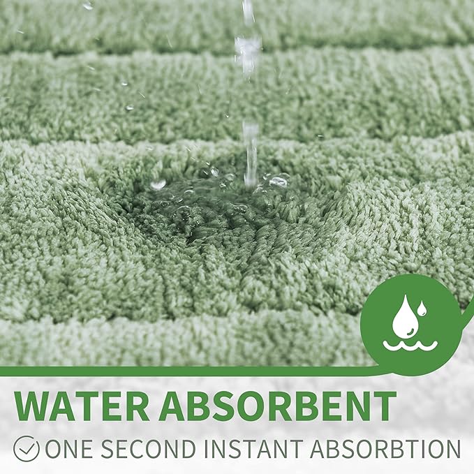 GRANNY SAYS Sage Green Bathroom Rugs Non Slip, 20" x 32", Bathroom Rugs Washable，Bath Rug for Shower Room，Bath Mats for Floor, Microfiber Bath Mat for Tub, Absorbent Shower Rug