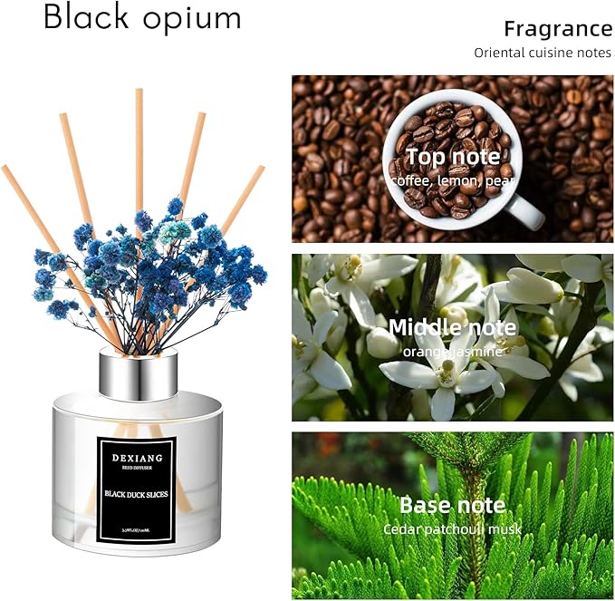 Strange Black Opium Reed Diffuser Set - 3.38 fl oz (100ml) Essential Oil with 6 Reed Sticks | Home & Bathroom Decor