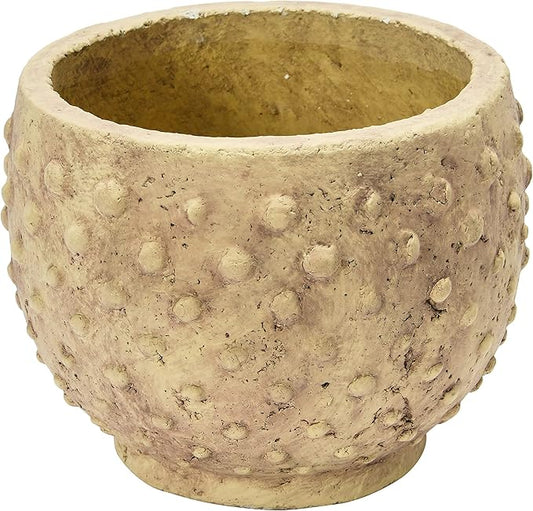 Creative Co-Op Distressed Terra Cotta Hobnail Planter, Greige