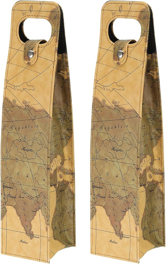 PATIKIL Wine Gift Bag, 2 Pack Wine Bag Reusable Leather Wine Tote Carrier for Wine Bottles Portable Champagne Gift Bags for Picnic Party Wedding, Yellow