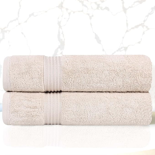 Superior Egyptian Cotton Bath Towel Set, Home Bathroom Towels, Master, Guest Bath, Decor Essentials, Quick Dry, Absorbent, Large Body Towels, Spa, Hotel, Resort, Adult, Kids, Set of 2, Stone