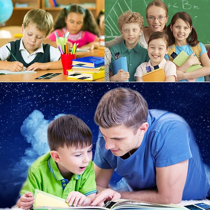 200PCS Cool Space Starry Night Bookmark for Kids Classroom 50 Designs Double-Sided Bulk Bookmarks Space Theme Book Mark for Book Lovers Students Children Rewards Gifts