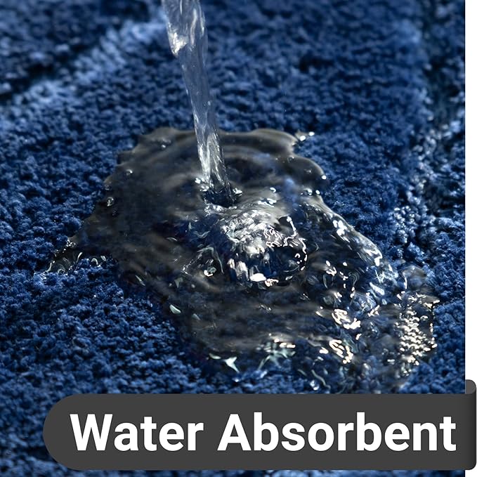 DEXDE Bathroom Rugs Mat, Soft Plush Shaggy Microfiber Bath Rug, Non Slip Bath Mats for Bathroom Floor, Machine Washable Absorbent Carpet for Shower Tub, Navy Blue 20"x32"