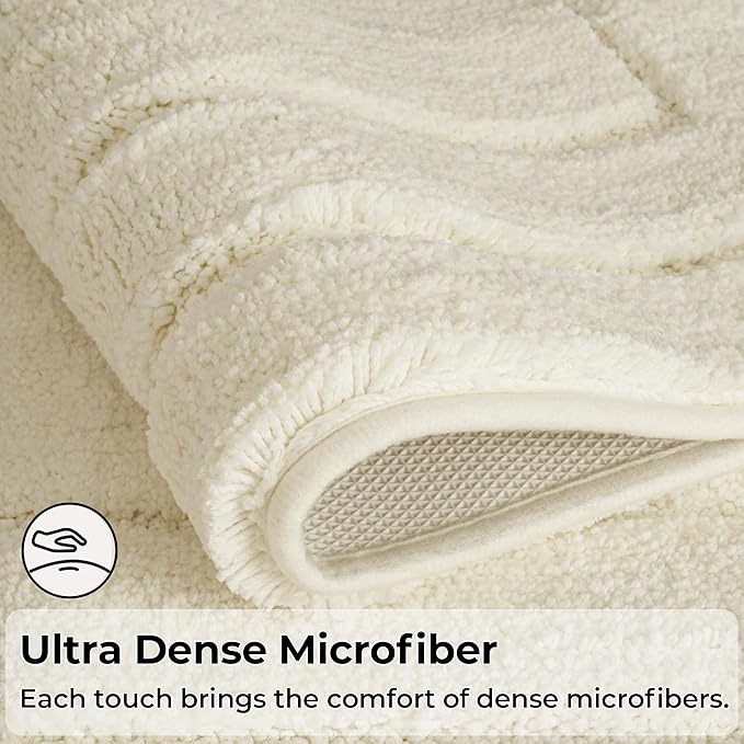 GRANNY SAYS Bathroom Rugs Non Slip, 16" x 24", Bath Rugs for Bathroom Washable, Bath Mats for Floor, Microfiber Bath Mat for Tub, Absorbent Bath Rugs for Shower Room, Ivory