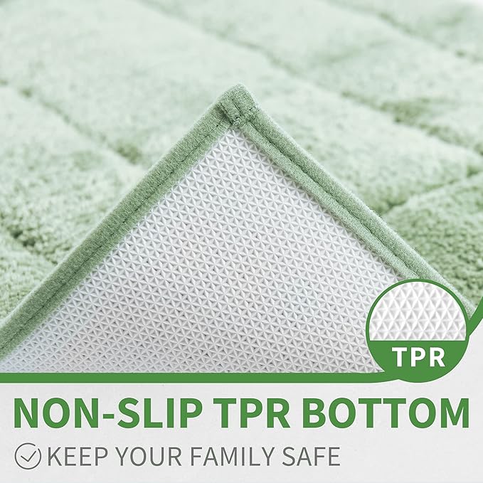 GRANNY SAYS Sage Green Bathroom Rugs Non Slip, 24" x 36", Large Bathroom Rugs Washable, Bath Rugs for Floor, Bath Mats for Floor, Microfiber Bath Mat for Tub, Absorbent Shower Rug