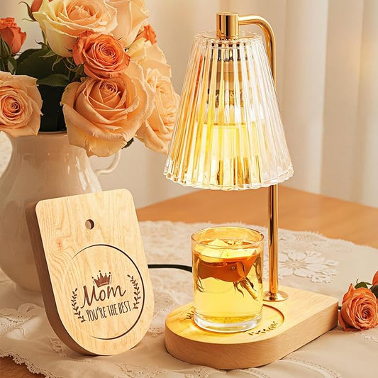 Mothers Day Birthday Gifts for Mom Mother Women, Candle Warmer Lamp with Timer, Home Decor Presents for New Mom, Wax Warmer Vintage Night Light with 2 Bulbs for Jar Candles