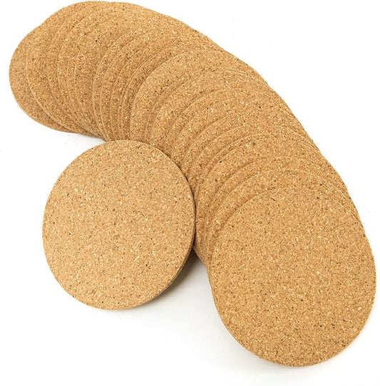 Cork Coasters for Drinks - 50 Pack 3.5" Round Natural Cork Pads, Laser Engravable & Non-Slip Drink Coasters Set for Coffee, Wine, Beer - Perfect Bar, Office, Wedding Gift - FP FAITHFUL PANDA