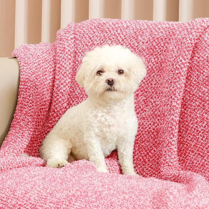 Snuggle Sac Hot Pink Throw Blanket for Couch, Pink Blanket Super Soft Microfiber Blankets Warm Cozy Knit Fuzzy Plush Lightweight Throws Gift for Women Girls, Hot Pink, 50x60 inches