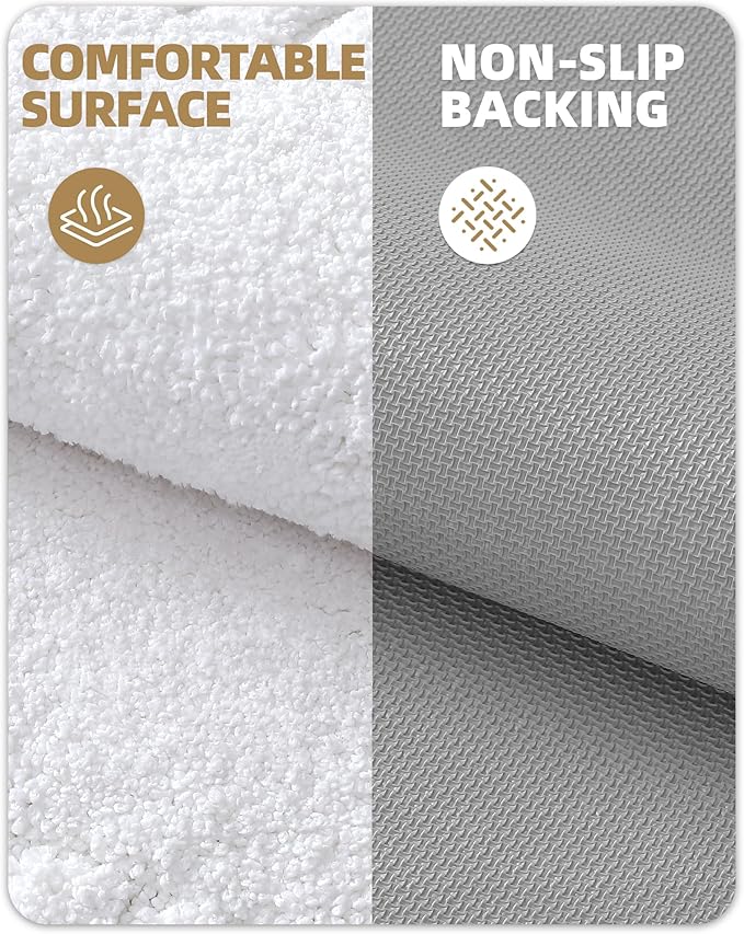 Color&Geometry Small Bath Rugs Non Slip Washable, 16"x24" Absorbent White Bathroom Rugs, Soft Bath Mats for Bathroom Floor, Shower, Bathtub, Laundry