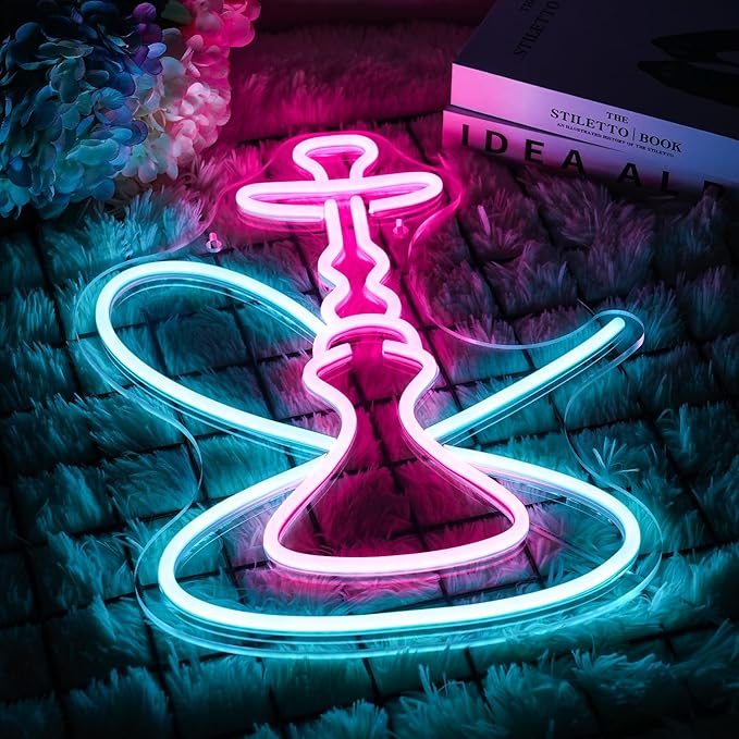 Neon Sign Pink Blue LED Neon Sign for Wall Decor Neon Light Sign Dimmable USB Neon Signs for Shop Bar Pub Man Cave Home Wall Decor Aesthetic Room Decor(16.5 * 12.6")