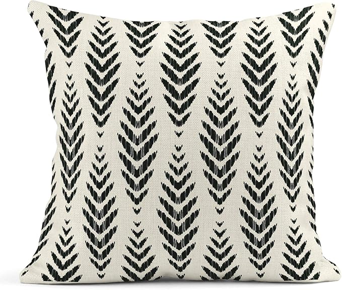 ArtSocket Set of 4 Throw Pillow Covers Ikat Tribal and Boho Bohemian Black Ethnic Herringbone for Ideas Decor Linen Outdoor Pillow Cases Home Decorative Square 18x18 Inches Pillowcases