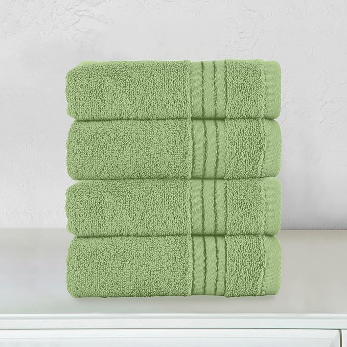 Elegant Comfort Premium Turkish Cotton 4 Pack Hand Towel Set - 16 x 28 inch, Luxurious Hotel Spa Quality 100% Turkish Cotton 4PC Hand Towel Set - Highly Absorbent - Soft Bathroom Towels, Sage