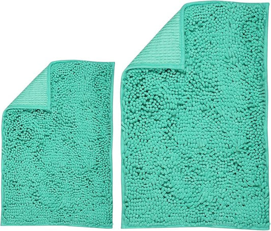 ZiYiJuan Bathroom Rugs, Super Absorbent Luxury Shaggy Chenille Bath Mats, Fruit Green 17x24_20x32