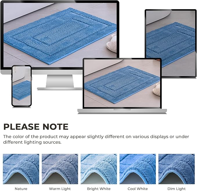 GRANNY SAYS Blue Bathroom Rugs Non Slip, 20" x 32", Bath Rugs for Bathroom, Bath Rugs Washable，Absorbent Bath Mats for Floor, Shower Rug for Bath, Microfiber Bath Mat for Tub