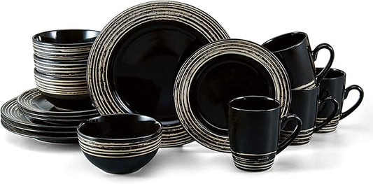 Pfaltzgraff Bryson 16 Piece Dinnerware Set, Service for 4, Black