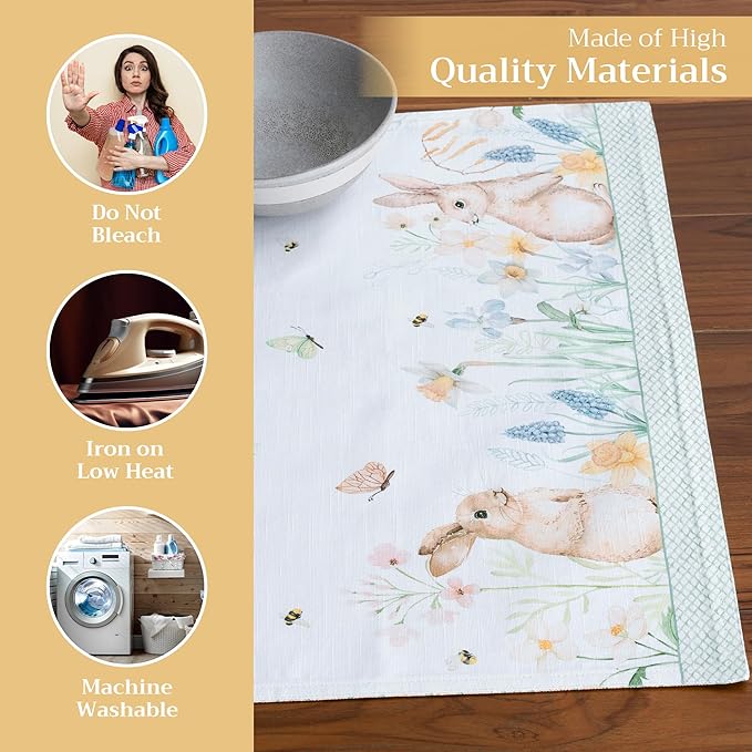 Maison d' Hermine Placemats Set of 4 100% Cotton Washable Cloth Place Mats, Reusable Table Mats for Kitchen Dining Decoration, Party, Wedding, Restaurant Spring/Summer (Easter Dew, 13" x 19")