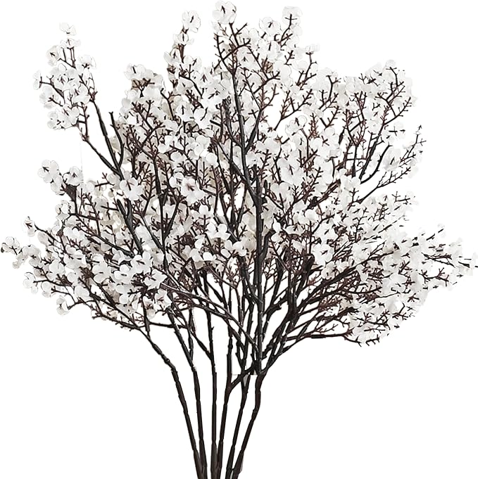 Mandy's White Artificial Baby’s Breath Flowers 6 Bundles Silk Gypsophila with Bendable Stems for Fall Centerpiece Wedding Decor and Table Arrangements