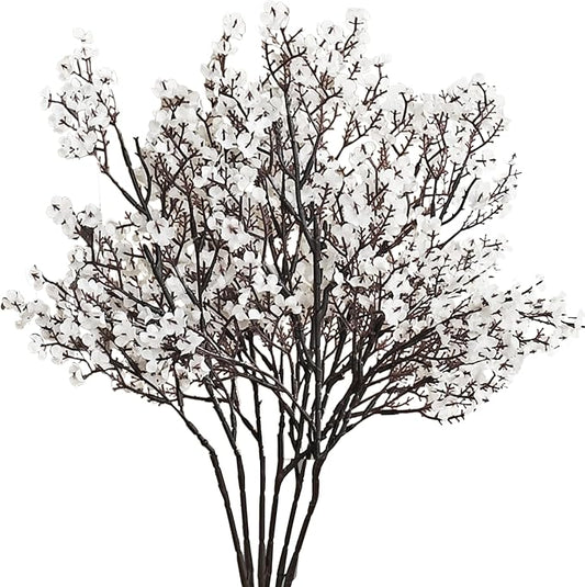 Mandy's White Artificial Baby’s Breath Flowers 6 Bundles Silk Gypsophila with Bendable Stems for Fall Centerpiece Wedding Decor and Table Arrangements