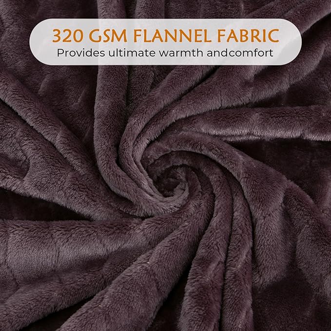 TOONOW Fleece Blanket Textured Fuzzy Plush Throw Blanket Twin Size 60" x 80", Super Soft Fluffy Bed Blanket Geometric Pattern Comfy Microfiber Flannel Blankets for Couch, Bed, Sofa, Purple