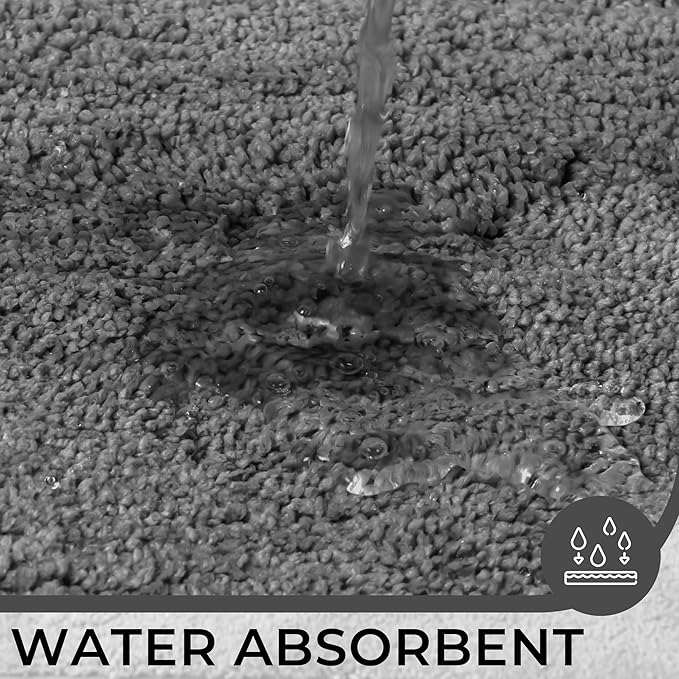 GRANNY SAYS Bathroom Toilet Rugs U Shaped, Bath Mats for Bathroom, Bath Rugs Non Slip Washable, Absorbent Microfiber Toilet Mat, Soft Plush Shaggy Bath Carpet, 20" x 24", Deep Gray