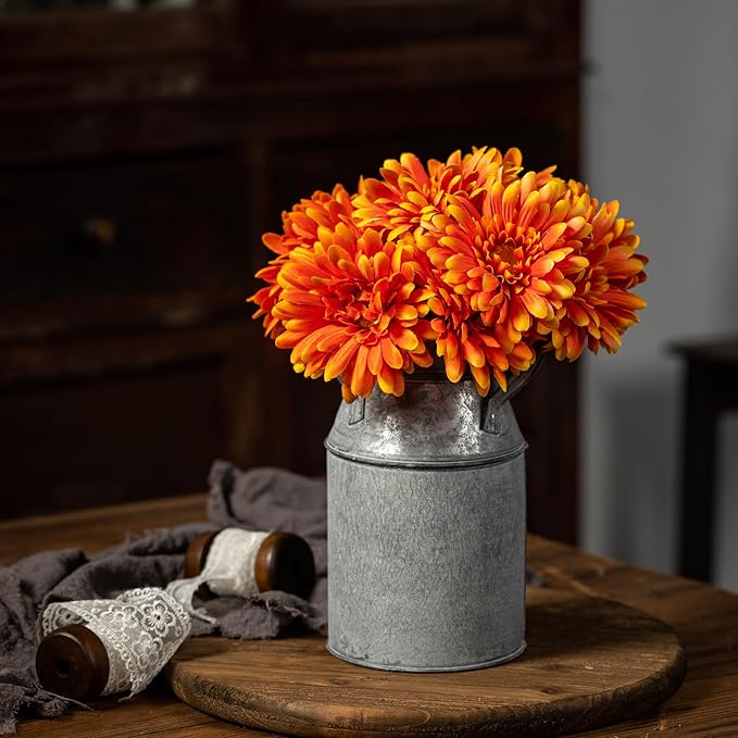 TOPIA Artificial African Daisies Flowers African Daisy Silk Flowers Artificial Gerbera Daisies Faux Daisies Pack of 20 (Orange)