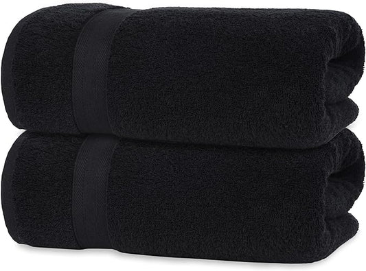 Quick-Dry, Soft & High Absorbent Jumbo Bath Sheet 35"x70" Cotton Turkish Bath Towel Set of 2 | Daily Use 100% Cotton for Bathroom, Gym & More | Bathroom Towels Set (2 Pcs, Black)