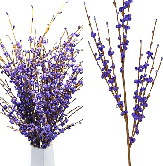 10 Pcs 29.5" Long Jasmine Artificial Flowers Fake Flowers Dry Branches for Home Office DIY Floral Art Plant Wedding Table Centerpieces Party Vase Decoration (Deep Purple)