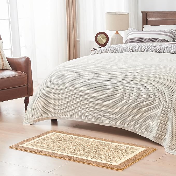 CozeCube Bath mats for Bathroom Non Slip, Fluffy Shaggy Bath Rugs for Bathroom Washable, Extra Soft and Absorbent Microfiber Bath Rugs for Shower Sink, Kitchen Sink, Beige, 24" x 36"