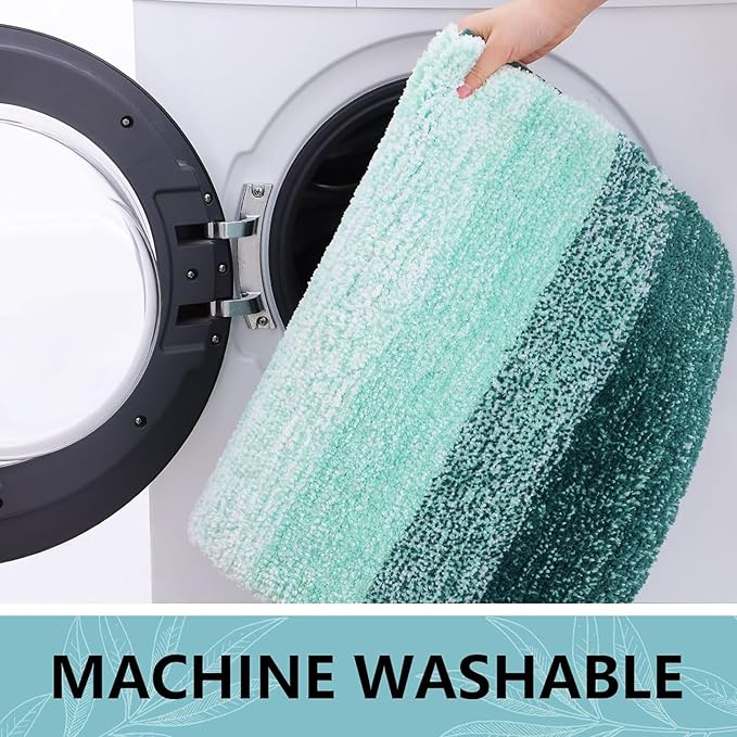 Arotive Microfiber Bathroom Rugs, Shaggy Soft and Absorbent Bath Rug, Non-Slip, Thick Plush Machine Washable Dry Bath Mats for Bathroom, Tub and Shower, 59x24, Dark Green